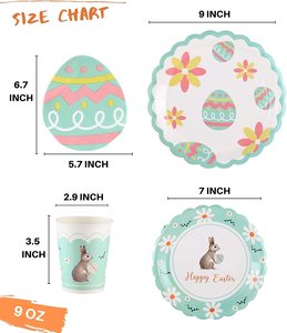 Easter Party Decoration Paper Plate Egg Bunny Easter Theme Party Tableware Paper Plate Set - Product Image 2