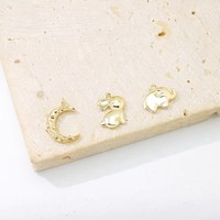 Mini pendentif en forme de lune en or jaune véritable 9 carats, finition martelée brillante, petites breloques délicates pour la création de bijoux permanents DIY