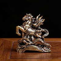 1 pièce Statue d'ornement en laiton représentant un dragon et un cheval, figurine de bureau, décoration d'étagère, artisanat en cuivre, vente en gros