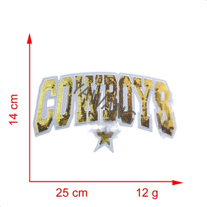 Parches de Dallas con lentejuelas a la moda de Game Day, parches bordados con lentejuelas de vaqueros para planchar para ropa, Parche de mascota con borde brillante - Product Image 6