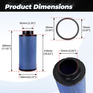 Air Filter For Polaris RZR XP1000 XP4 Blue Standard <b>Size</b> With Sealing <b>Ring</b> - Product Image 3