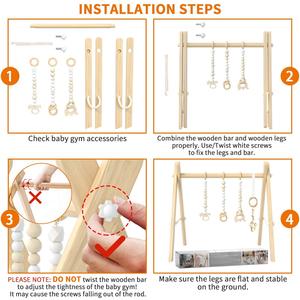 Tapis d'éveil pliable en bois Montessori avec jouets suspendus pour bébés et enfants, idéal pour l'éveil précoce des garçons et des filles - Product Image 4