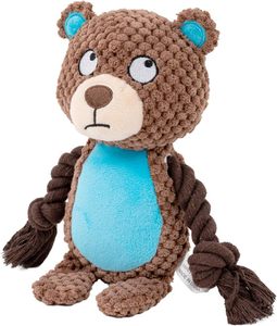 Eco-Friendly Plush Squeaky Dog <b>Toys</b> with Cotton Rope Interactive Chew <b>Toy</b> for Puppies and Small Dogs Teeth Cleaning&Tug Training - Product Image 1