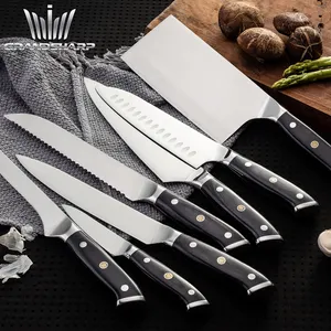 직업적인 요리사 칼 칼붙이 부엌 칼, Pakkawood 손잡이를 가진 높은 탄소 스테인리스 식칼 일본 칼 세트