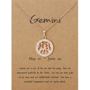 12 Zodiac Sign Constellations Pendants Necklaces for Women <strong>Men</strong> Rose Gold Male Jewelry Fashion <strong>Birthday</strong> Gifts Wish <strong>Card</strong> - Product Image 5