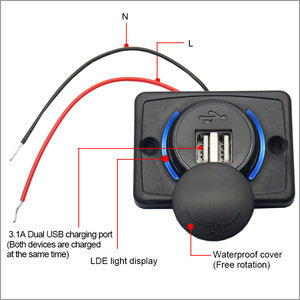 DC 12V montage sur panneau à Surface plate double prise 3.1A siège de voiture chargeur de Bus USB 12 24V pour bateau 2 Ports de charge - Product Image 2