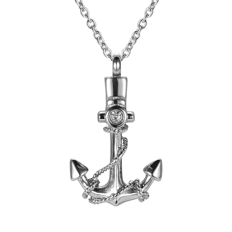 Daochong Custom 925 Sterling Silver Nautical Anchor Cremation Ashes Urn Pendant Necklace Jewelry