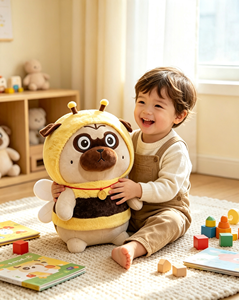 Peluche Kawaii Mignon Chien Shar Pei avec Médaille Porte-Bonheur, Tenue Abeille, Cadeau d'Anniversaire et de Fêtes pour Garçons et Filles - Product Image 5