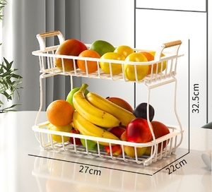 Portaoggetti in metallo con filo di ferro nero a 2 livelli <span class=keywords><strong>da</strong></span> tavolo quadrato <span class=keywords><strong>da</strong></span> cucina <span class=keywords><strong>porta</strong></span> cesto di <span class=keywords><strong>frutta</strong></span> vegetale <span class=keywords><strong>porta</strong></span> supporto decorativo - Product Image 6