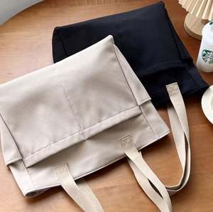 กระเป๋าผ้าแคนวาสใช้ซ้ำได้ทุกวันดีไซน์มีกระเป๋าด้านนอกสองช่องมีซิปปิดและใช้ซ้ำได้ - Product Image 3