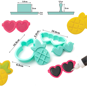 Juego de Cortadores y Sellos para Galletas de Azúcar con Diseños Tropicales, Moldes de Fondant de Corazón, Gafas de Sol y Piña, Kit de Repujado de Plástico para Galletas para Repostería de Verano - Product Image 3