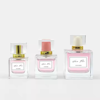 Bouteilles de parfum en verre vides carrées de qualité supérieure 30ml 50ml 100ml Bouchons multicolores Pulvérisateur à pompe Prix d'usine Boîtes en papier d'emballage en carton