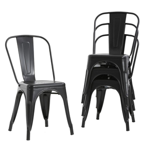 <span class=keywords><strong>Silla</strong></span> de Comedor de Metal de Estilo Industrial Vintage con Marco de Hierro Apilable Colorido, Diseño <span class=keywords><strong>Tolix</strong></span> Negro para Uso en el Hogar, Oficina y Escuela - Product Image 1