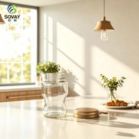 Pot en verre spécial en forme de sablier avec col fileté, récipient transparent pour miel, gelée, thé séché, assaisonnements et organisation de la cuisine