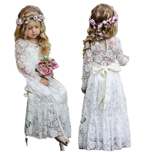 Vestido <span class=keywords><strong>de</strong></span> <span class=keywords><strong>Primera</strong></span> Comunión para Niñas, Cuello Redondo, Encaje Floral, Vestido <span class=keywords><strong>de</strong></span> Fiesta <span class=keywords><strong>de</strong></span> Boda para Niñas, Largo hasta la Rodilla, Gasa, Otoño, Vestidos Formales - Product Image 1