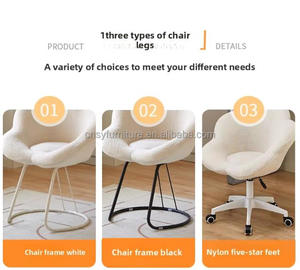 Silla de Manicura y Maquillaje de Estilo Popular para Salón de Belleza o Dormitorio de <span class=keywords><strong>Niñas</strong></span>, Respaldo de Sherpa Cómodo, Giratoria, Duradera y Moderna - Product Image 5