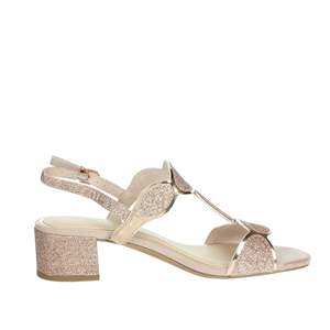 Marco Tozzi Women's Heeled Sandal 2-28231-44 <b>White</b> Gold Glitter Block <b>Heel</b> - Product Image 4