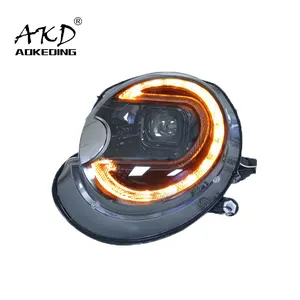 AKD Lampu Kepala LED untuk Mobil, Aksesori Lampu Depan LED untuk MINI R55 2007-2013 R56 F58 F57 Cooper DRL Proyektor