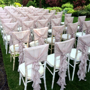 <span class=keywords><strong>Sedia</strong></span> Chiavari in Stile Boho con Cornice in Legno Bianco e Copertura in Chiffon Arricciato, per Matrimoni all'Aperto, Banchetti, Ricevimenti in Hotel, Eventi e Feste - Product Image 1