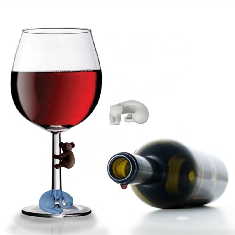 Маркер для бокалов вина с изображением кошки