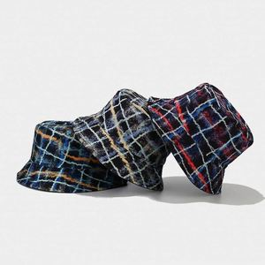 Wholesale Unisex Plaid Graffiti Mesh <b>Reversible</b> Sunshade Fisherman's <b>Hat</b> Sun <b>Bucket</b> <b>Hats</b> - Product Image 3