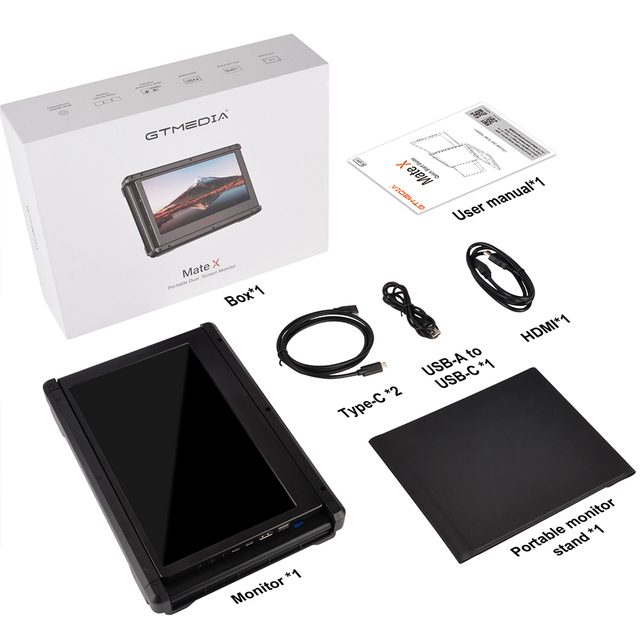 GTMEDIA 1080P 60hz Ultra Thin Slide Triple Portable Monitor for Laptop Dual Screen Extender