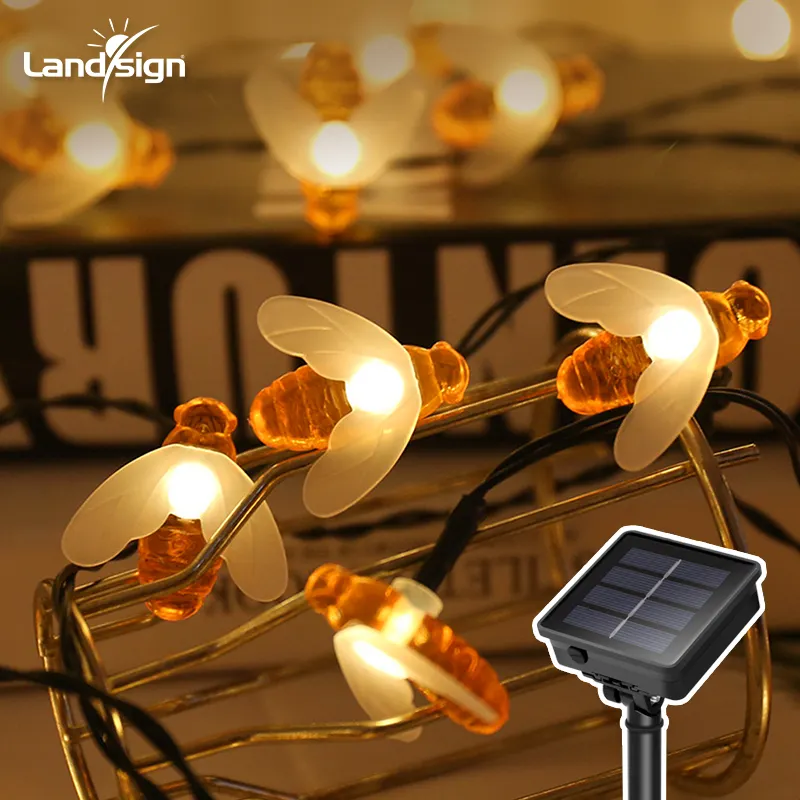 Outdoor string lights 50 LED bee fairy lights 8 lighting modes Suitable for courtyard garden
