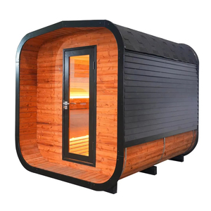 Sauna extérieur Helius en cèdre canadien, 4-6 personnes, sauna traditionnel de luxe, fenêtres en transom, commande par ordinateur - Product Image 1