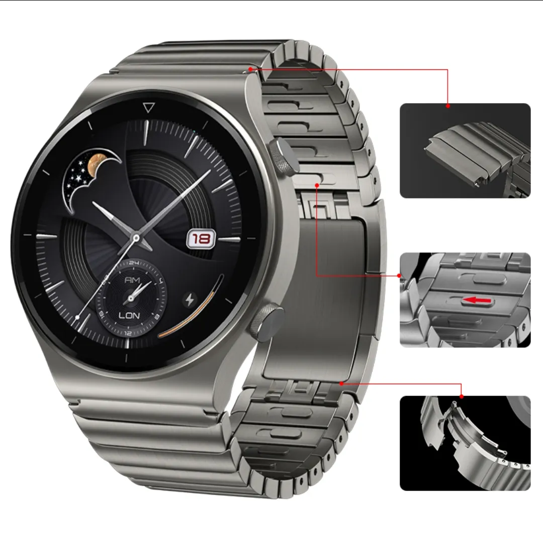 Tschick Original Titanium Grey Strap for Huawei Watch GT2 Pro 22mm Stainless Steel Metal Watch Band GT2 46mm GT2e Wrist Band