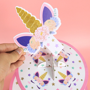 DAMAI Supports à gâteaux en gros, Supports à gâteaux de mariage, Supports à gâteaux licorne en papier à 3 niveaux, Fournitures pour fêtes d'anniversaire - Product Image 4
