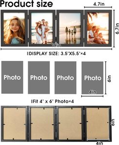 HuaJia Ensemble <span class=keywords><strong>de</strong></span> 4 tableaux pliants 4x6 en bois, écologiques, durables, à charnières, design rustique, pour <span class=keywords><strong>collage</strong></span> familial - Product Image 3