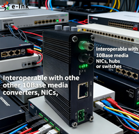 Convertidor de Medios de Fibra Óptica Ethernet Industrial de 10 Mbps, 10BASE-T, 10BASE-FL, ST, 2 km, Multimodo, 12-48 V CC, Amplio Rango de Temperatura