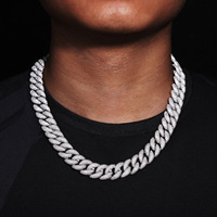 Collier Moissanite Europe États-Unis Transfrontalier 15mm Pave 5 Rangs Zircon Bubble Cuba Chaîne Miami Hip-Hop Personnalité Tendance