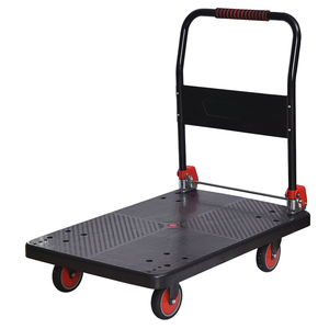 Carro de empuje de carro plano, plataforma de carro, camión de mano Carrinho 700kgs, acero resistente, 1543LBS, celular de metal, cuatro ruedas, plegable, negro