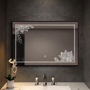 Miroir LED intelligent rectangulaire horizontal sans cadre à motif personnalisé, à succès, avec interrupteur tactile pour salle de bain d'hôtel - Product Image 4