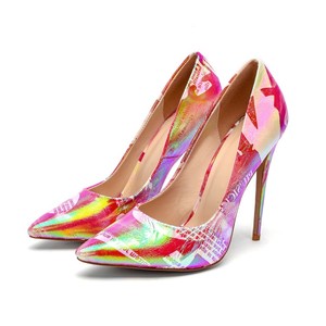 Scarpe eleganti da sera con stampa fluorescente <span class=keywords><strong>argento</strong></span> <span class=keywords><strong>tacco</strong></span> <span class=keywords><strong>basso</strong></span> più comode della marina - Product Image 3