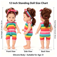Poupée bébé réaliste en silicone de 12 pouces, complète avec des vêtements de poupée à la mode, de jolis cheveux, cadeau d'anniversaire ou de vacances pour enfants