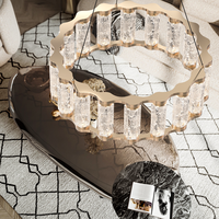 Lustre d'escalier en acier inoxydable avec colonnes en verre à motif givré, transparent, de qualité supérieure, LED doré, garantie 3 ans