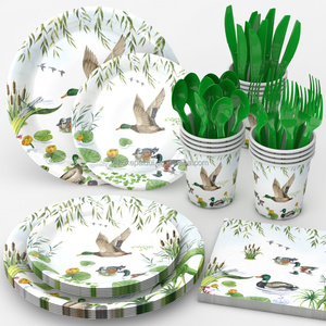 Assiettes en papier de haute qualité, écologiques et très vendues, pour fêtes d'anniversaire d'enfants sur le thème du <span class=keywords><strong>canard</strong></span> <span class=keywords><strong>vert</strong></span> - Product Image 3