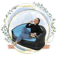 Nouveau Canapé Gonflable Double d'Extérieur en PVC Floqué, Moderne, Deux Places, Étanche, Housse Amovible, Confort Doux, Pompe à Pied Incluse - Vente Flash