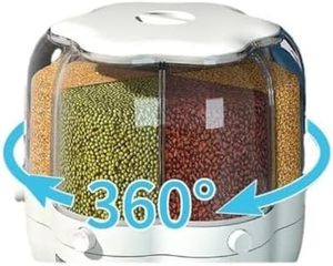 6.5kg Household Dry Grain Rice Storage <b>Container</b> Clear Damp-Proof <b>Plastic</b> 6 Grids Rotatable Kitchen Food Dispenser for Rice - Product Image 4