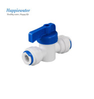 Purificateur d'eau Vanne à bille d'arrêt Tube égal 1/4 "Poussée rapide pour connecter le raccord de plomberie en plastique Vanne à bille contrôlée par lavage à contre-courant