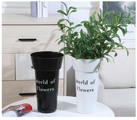 Pot de fleurs en plastique de grande taille, écologique et de haute qualité, pour la décoration de la maison, du jardin extérieur, design moderne, blanc, noir, fleurs