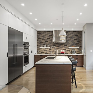 Gabinete de cocina de alto brillo Melbourne Project hecho de material HDF con solución de diseño gráfico incluye accesorio para patadas en la punta - Product Image 5