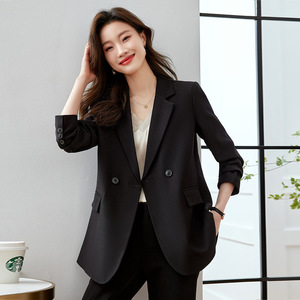 Women's Pink Blazer Solid Color Polyester Anti-Wrinkle Spring Autumn Casual Style - Product Image 4