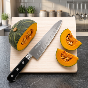 Serrated Chef <b>Knife</b> High Carbon Stainless Steel Plastic Handle Ambidextrous Dishwasher Safe Satin Finish for Catering - Product Image 3