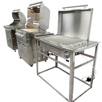 Barbecue extérieur au propane à 4 brûleurs Allumage électronique 56,000 BTU Grilles de cuisson en fonte Grille chauffante Barbecue tout-terrain