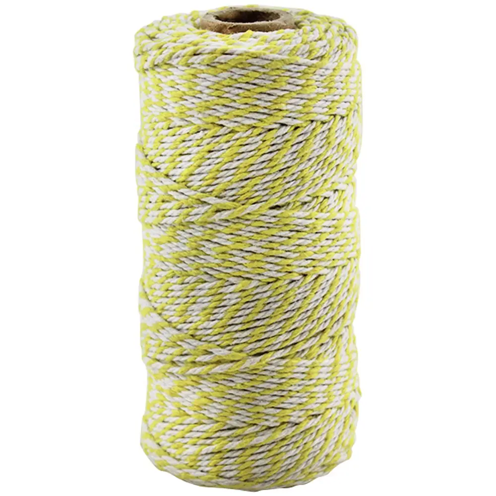 ECO Bakers Twine 110yd 12Ply Cotton Striped Lemon Yellow Eco-Friendly and Durable Baker's Twine