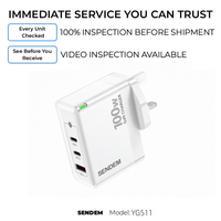 Chargeur GaN 100W PD Prise UK 3 Ports Double Type-C USB QC3.0 AC110-240V Compact Mini pour Ordinateur Portable Téléphone YG511