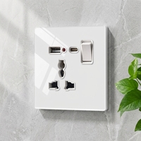 Interrupteurs et prises universels Keshiqi de luxe en verre trempé blanc, design minimaliste multifonctionnel de haute qualité